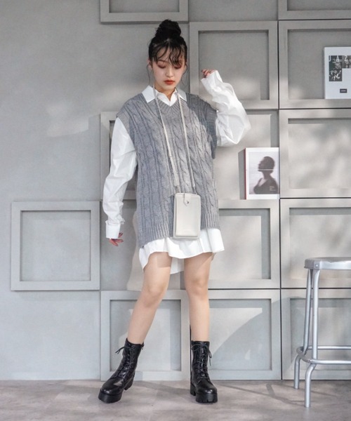 VIVIAN（ヴィヴィアン）の「厚底レースアップショートブーツ（ブーツ・レディース・ホワイト/ダークブラウン/ブラック・S/M/L/LL）」の13枚目の写真