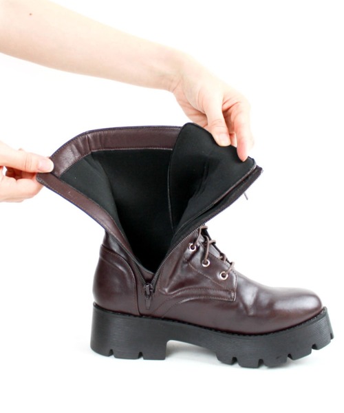 VIVIAN（ヴィヴィアン）の「厚底レースアップショートブーツ（ブーツ・レディース・ホワイト/ダークブラウン/ブラック・S/M/L/LL）」の21枚目の写真