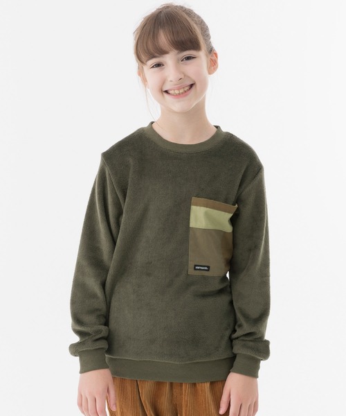 KRIFF MAYER Kid's Collection（クリフメイヤーキッズコレクション）の「ふわかるポケクルー（スウェット・キッズ・チャコール/カーキ/ベージュ/オフホワイト・160/130/140/150/170/120）」の4枚目の写真