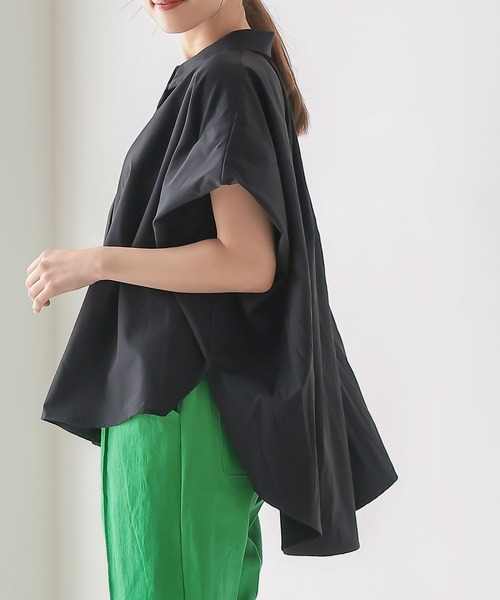 KOBE LETTUCE（コウベレタス）の「バックタックデザインシャツ（シャツ/ブラウス・レディース・オフホワイト/ブラック・FREE）」の2枚目の写真