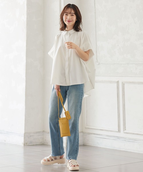 KOBE LETTUCE（コウベレタス）の「バックタックデザインシャツ（シャツ/ブラウス・レディース・オフホワイト/ブラック・FREE）」の5枚目の写真