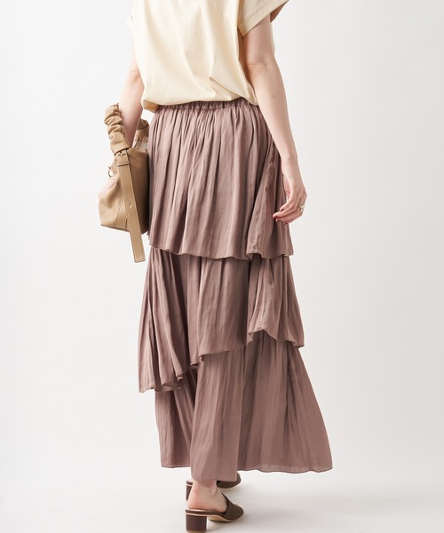 un dix cors（アンディコール）の「お洒落に差をつける主役級アイテム　割繊ティアードマキシスカート（スカート・レディース・チャコールグレー/ベージュ・FREE）」の21枚目の写真