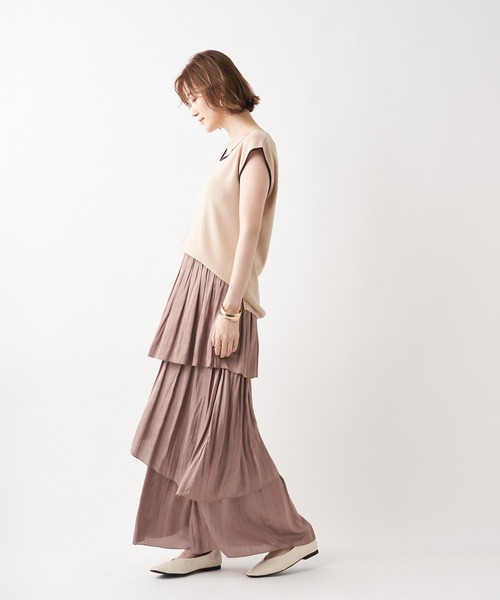 un dix cors（アンディコール）の「お洒落に差をつける主役級アイテム　割繊ティアードマキシスカート（スカート・レディース・チャコールグレー/ベージュ・FREE）」の13枚目の写真