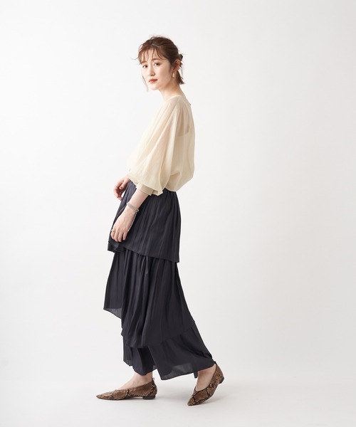 un dix cors（アンディコール）の「お洒落に差をつける主役級アイテム　割繊ティアードマキシスカート（スカート・レディース・チャコールグレー/ベージュ・FREE）」の20枚目の写真