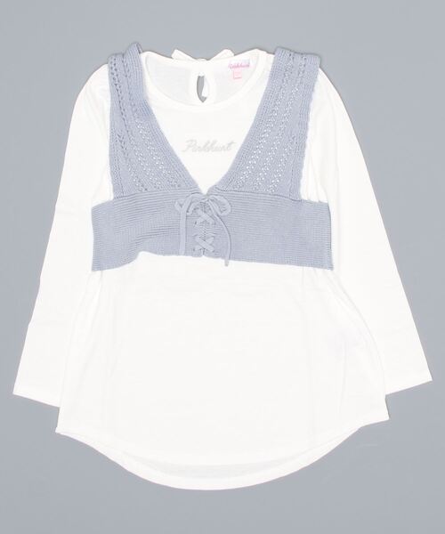 PINKHUNT（ピンクハント）の「PINKHUNT ニットビスチェ付きロンT 5834K（Tシャツ/カットソー・キッズ・ベージュ/ブルー系その他2・120cm/150cm/130cm/160cm/140cm）」の4枚目の写真