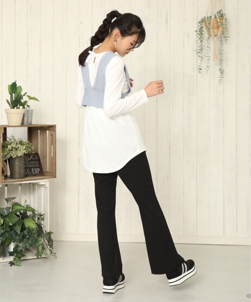 PINKHUNT（ピンクハント）の「PINKHUNT ニットビスチェ付きロンT 5834K（Tシャツ/カットソー・キッズ・ベージュ/ブルー系その他2・120cm/150cm/130cm/160cm/140cm）」の6枚目の写真