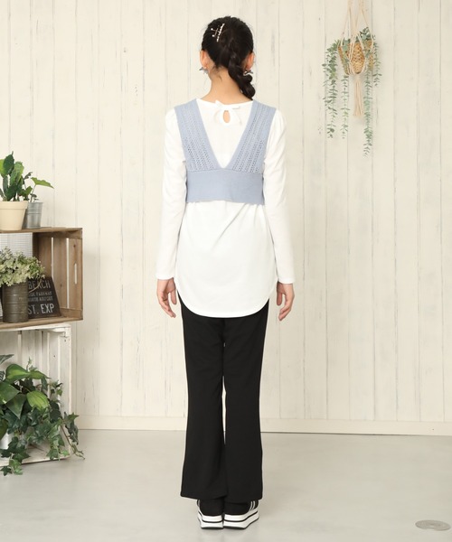 PINKHUNT（ピンクハント）の「PINKHUNT ニットビスチェ付きロンT 5834K（Tシャツ/カットソー・キッズ・ベージュ/ブルー系その他2・120cm/150cm/130cm/160cm/140cm）」の7枚目の写真