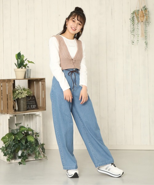 PINKHUNT（ピンクハント）の「PINKHUNT ニットビスチェ付きロンT 5834K（Tシャツ/カットソー・キッズ・ベージュ/ブルー系その他2・120cm/150cm/130cm/160cm/140cm）」の10枚目の写真