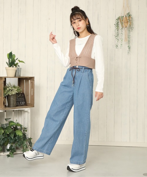 PINKHUNT（ピンクハント）の「PINKHUNT ニットビスチェ付きロンT 5834K（Tシャツ/カットソー・キッズ・ベージュ/ブルー系その他2・120cm/150cm/130cm/160cm/140cm）」の9枚目の写真