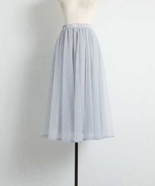 tocco closet（トッコ　クローゼット）の「ロング丈チュールスカート（スカート・レディース・ラベンダー/ブラウン/チャコールグレー/ブルー系その他/ピンクベージュ・M）」の20枚目の写真