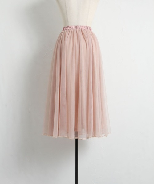 tocco closet（トッコ　クローゼット）の「ロング丈チュールスカート（スカート・レディース・ラベンダー/ブラウン/チャコールグレー/ブルー系その他/ピンクベージュ・M）」の10枚目の写真