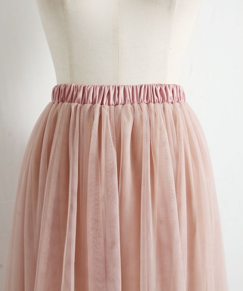 tocco closet（トッコ　クローゼット）の「ロング丈チュールスカート（スカート・レディース・ラベンダー/ブラウン/チャコールグレー/ブルー系その他/ピンクベージュ・M）」の8枚目の写真