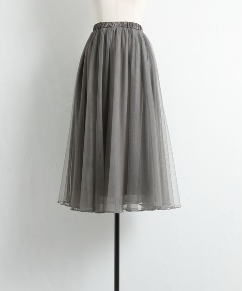 tocco closet（トッコ　クローゼット）の「ロング丈チュールスカート（スカート・レディース・ラベンダー/ブラウン/チャコールグレー/ブルー系その他/ピンクベージュ・M）」の21枚目の写真