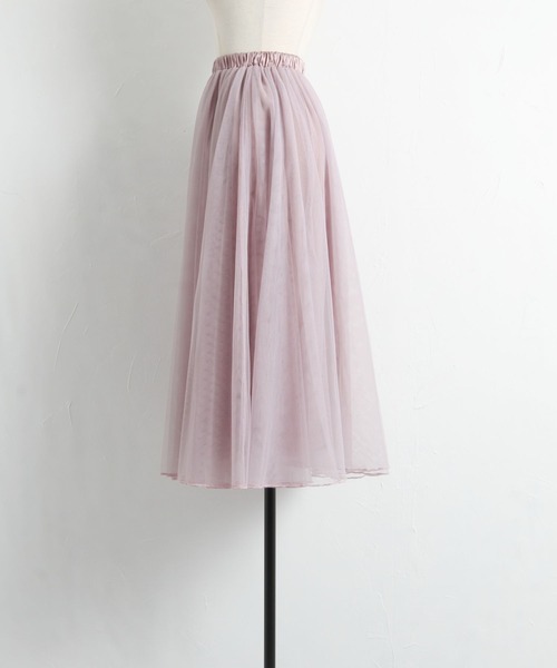 tocco closet（トッコ　クローゼット）の「ロング丈チュールスカート（スカート・レディース・ラベンダー/ブラウン/チャコールグレー/ブルー系その他/ピンクベージュ・M）」の18枚目の写真