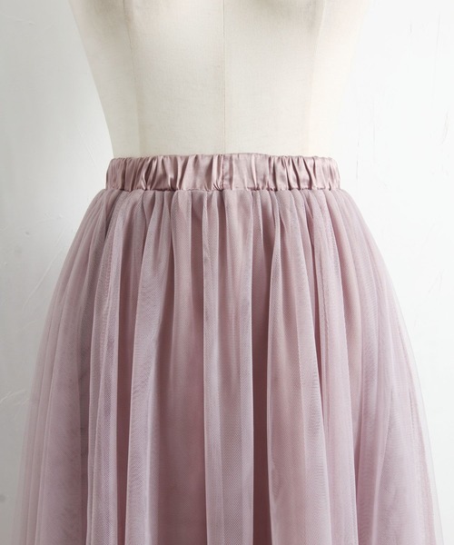 tocco closet（トッコ　クローゼット）の「ロング丈チュールスカート（スカート・レディース・ラベンダー/ブラウン/チャコールグレー/ブルー系その他/ピンクベージュ・M）」の15枚目の写真