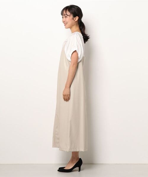 CAPRICIEUX LE'MAGE（カプリシューレマージュ）の「〈セットアイテム〉パフブラウス＆レザーキャミワンピースセット（ワンピース・レディース・グレイッシュベージュ/ブラック/キャメル・FREE）」の4枚目の写真