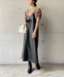 CAPRICIEUX LE'MAGE | 〈セットアイテム〉パフブラウス＆レザーキャミワンピースセット(ワンピース)