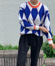 ハーリキンチェックニットプルオーバー