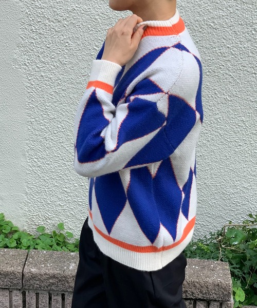 Jewelobe(ジュエローブ)の「ハーリキンチェックニットプルオーバー(ニット/セーター・レディース・ホワイト/パープル/ピンク・FREE)」の12枚目の写真