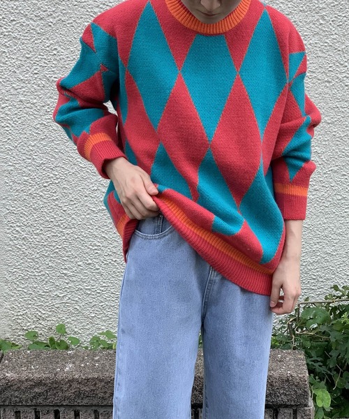 Jewelobe(ジュエローブ)の「ハーリキンチェックニットプルオーバー(ニット/セーター・レディース・ホワイト/パープル/ピンク・FREE)」の22枚目の写真