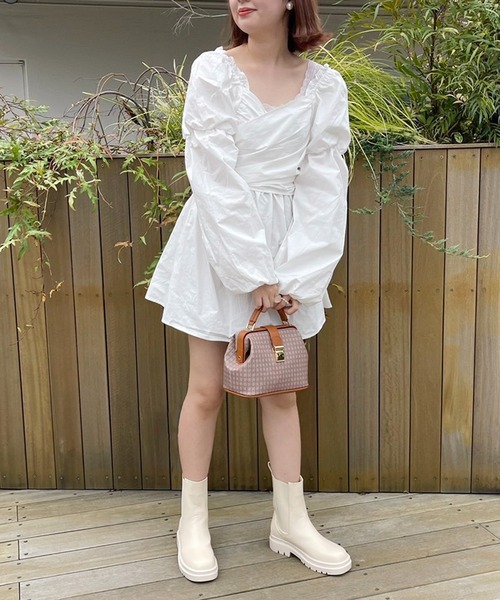 one after another NICE CLAUP（ワンアフターアナザーナイスクラップ）の「タンク底サイドゴアブーツ（ブーツ・レディース・ブラック/ダークブラウン/アイボリー・S/M/L）」の16枚目の写真