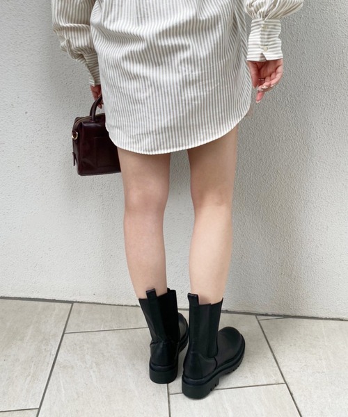 one after another NICE CLAUP（ワンアフターアナザーナイスクラップ）の「タンク底サイドゴアブーツ（ブーツ・レディース・ブラック/ダークブラウン/アイボリー・S/M/L）」の13枚目の写真