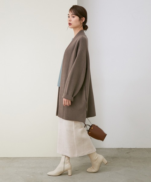 ROPE'（ロペ）の「コーデュロイジャージータイトスカート（スカート・レディース・チャコールグレー/ダークブラウン/オフホワイト・38）」の16枚目の写真