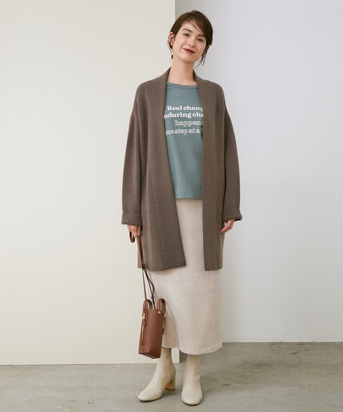 ROPE'（ロペ）の「コーデュロイジャージータイトスカート（スカート・レディース・チャコールグレー/ダークブラウン/オフホワイト・38）」の5枚目の写真