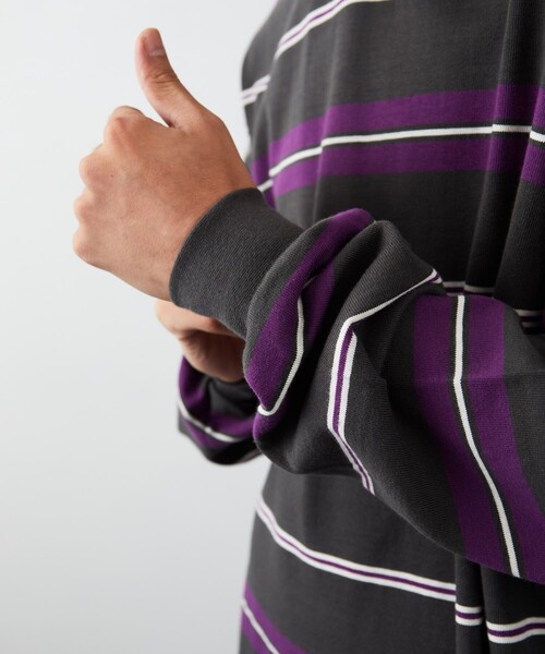 FREAK'S STORE（フリークスストア）の「FREAK'S STORE/フリークスストア マルチボーダーロングスリーブTEE/FREAK'S　STORE/フリークスストア（Tシャツ/カットソー・メンズ・オフホワイト/ブラック/ネイビー・MEDIUM/LARGE）」の8枚目の写真