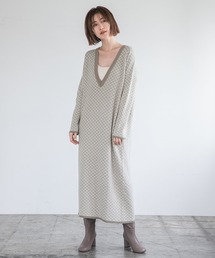 A part by | 12GジャガードVネックワンピース　237928(ワンピース)