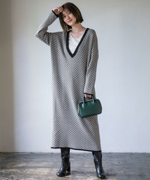 A part by | 12GジャガードVネックワンピース　237928(ワンピース)