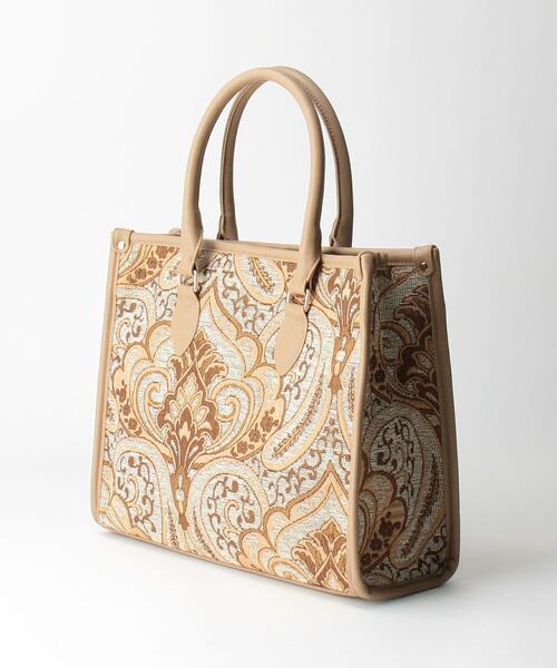 closet story（クローゼットストーリー）の「＜closet story（クローゼットストーリー）＞ジャカード スクエア トートバッグ（ショルダーバッグ・レディース・ブラック/ベージュ・FREE）」の3枚目の写真