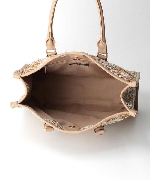 closet story（クローゼットストーリー）の「＜closet story（クローゼットストーリー）＞ジャカード スクエア トートバッグ（ショルダーバッグ・レディース・ブラック/ベージュ・FREE）」の5枚目の写真