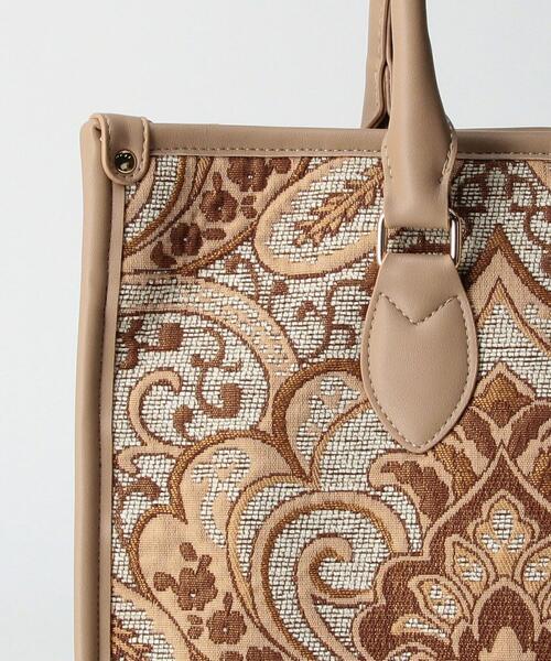 closet story（クローゼットストーリー）の「＜closet story（クローゼットストーリー）＞ジャカード スクエア トートバッグ（ショルダーバッグ・レディース・ブラック/ベージュ・FREE）」の9枚目の写真