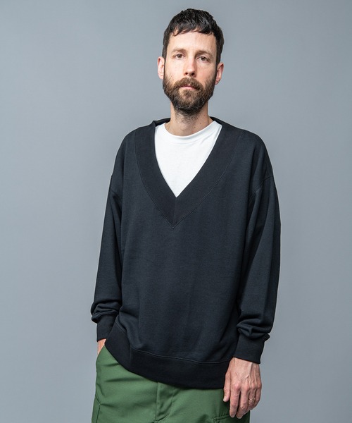 MR.OLIVE ミスターオリーブ / COTTON BASIC URAKE / BIG SILHOUTTE V NECK SWEAT SHIRT コットンベーシック スウェット/ ビッグシルエット Vネック トレーナー / M-023123
