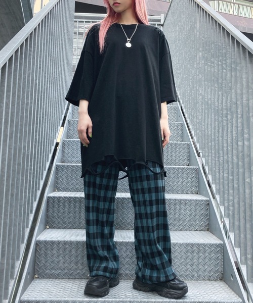 Figments（フィグメンツ）の「プリーツチェックパンツ（その他パンツ・レディース・ホワイト/ブルー系その他・FREE）」の2枚目の写真