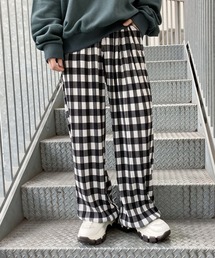 プリーツチェックパンツ