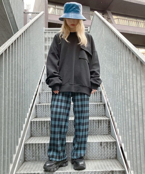 Figments（フィグメンツ）の「プリーツチェックパンツ（その他パンツ・レディース・ホワイト/ブルー系その他・FREE）」の6枚目の写真