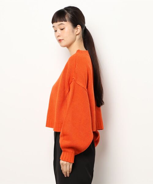 notch.(ノッチ)の「カラーショートニット(ニット/セーター・レディース・グリーン/ブラック/オレンジ・M)」の4枚目の写真