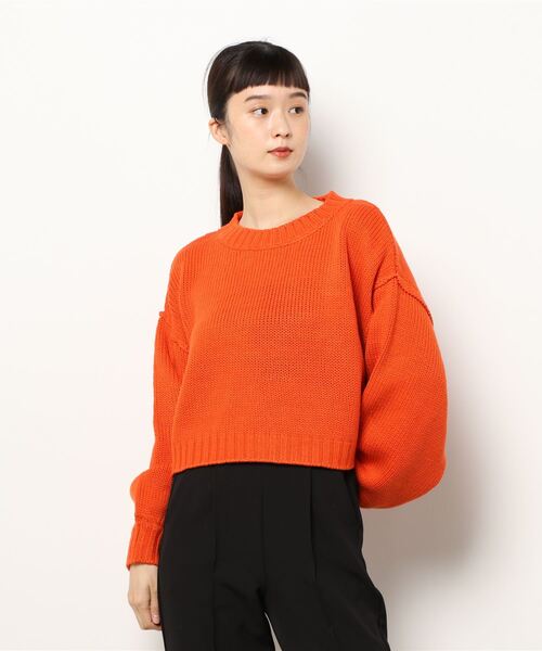 notch.(ノッチ)の「カラーショートニット(ニット/セーター・レディース・グリーン/ブラック/オレンジ・M)」の13枚目の写真