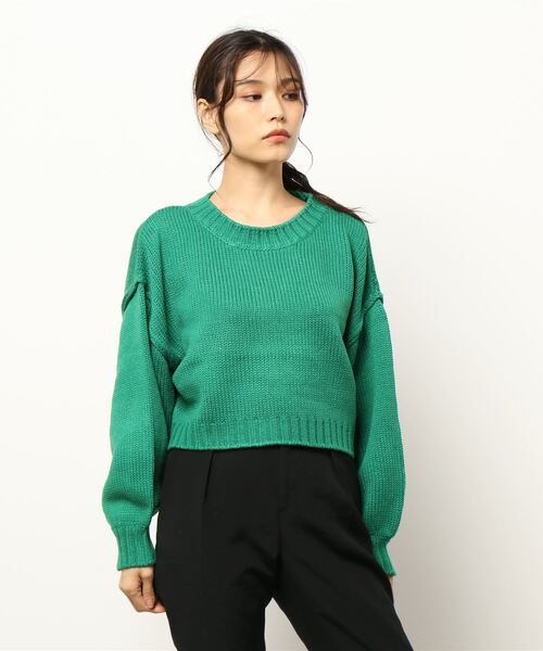 notch.(ノッチ)の「カラーショートニット(ニット/セーター・レディース・グリーン/ブラック/オレンジ・M)」の14枚目の写真