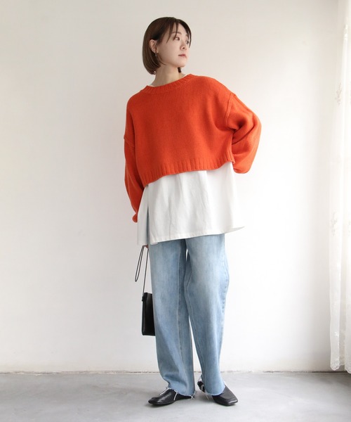 notch.(ノッチ)の「カラーショートニット(ニット/セーター・レディース・グリーン/ブラック/オレンジ・M)」の18枚目の写真