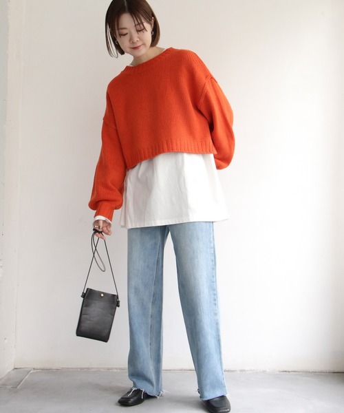 notch.(ノッチ)の「カラーショートニット(ニット/セーター・レディース・グリーン/ブラック/オレンジ・M)」の19枚目の写真