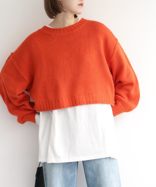 notch.(ノッチ)の「カラーショートニット(ニット/セーター・レディース・グリーン/ブラック/オレンジ・M)」の22枚目の写真