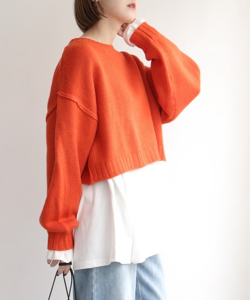 notch.(ノッチ)の「カラーショートニット(ニット/セーター・レディース・グリーン/ブラック/オレンジ・M)」の21枚目の写真