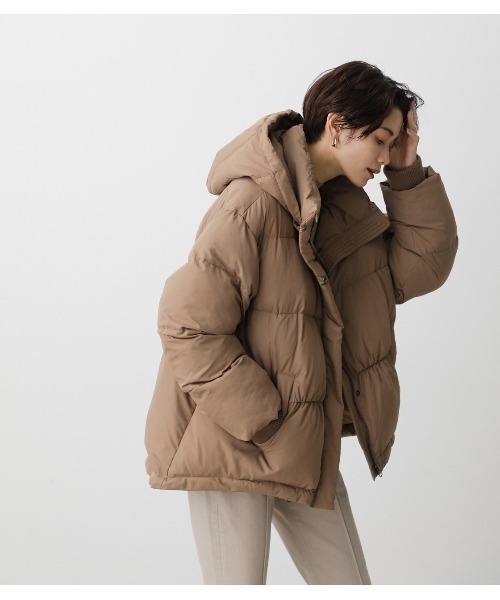 AZUL by moussy（アズールバイマウジー）の「ECOUSE PADDED CT/エコユーズパデッドコート（ダウンジャケット/コート・レディース・ブラック/ライトブラウン・SMALL/MEDIUM）」の15枚目の写真