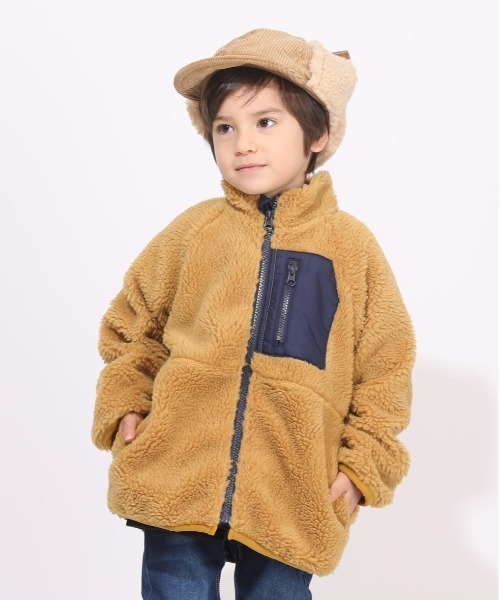 BABYDOLL（ベビードール）の「WEB限定 ボア ブルゾン 6025K（ダウンジャケット/コート・キッズ・ブラック/グリーン/モスグリーン/コーラルピンク/ナチュラル/ベビーピンク/マスタード・80ｃｍ/90cm/100cm/110cm/120cm/130cm/140cm/150cm）」の5枚目の写真