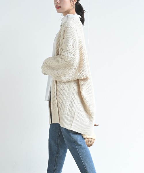 rps(アールピーエス)の「ケーブルニットロングカーディガン(カーディガン/ボレロ・レディース・ブラック/ベージュ/アイボリー・M)」の19枚目の写真