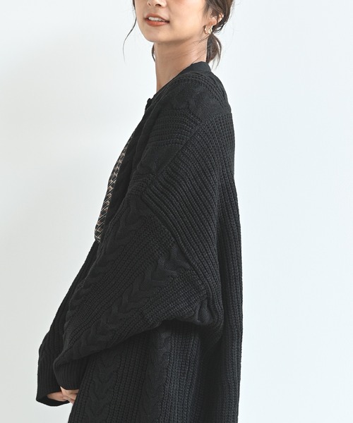 rps(アールピーエス)の「ケーブルニットロングカーディガン(カーディガン/ボレロ・レディース・ブラック/ベージュ/アイボリー・M)」の16枚目の写真