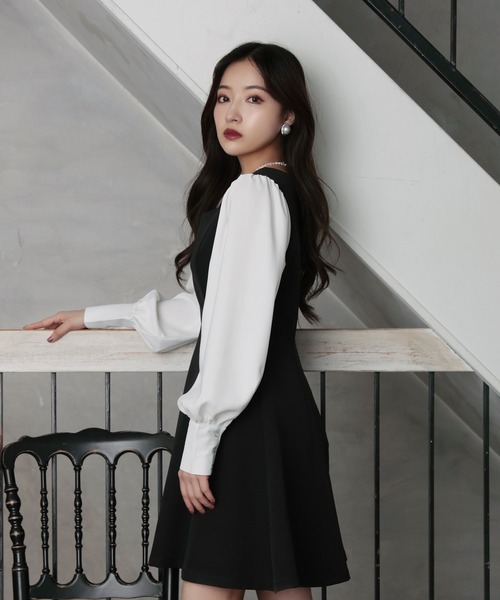 ANDGEEBEE（アンジービー）の「ブラウススリーブミニワンピ（ワンピース・レディース・ベージュ/ブラック・MEDIUM）」の22枚目の写真